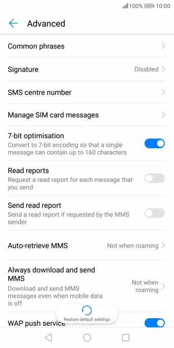 Press SMS centre number. Press SMS centre number.