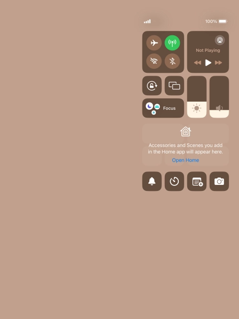 Press the flight mode icon to turn the function on or off. Press the flight mode icon to turn the function on or off.