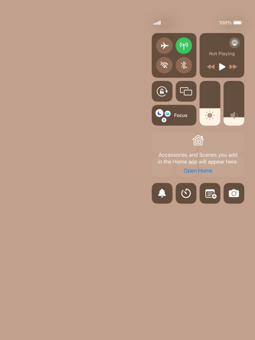 Press the flight mode icon to turn the function on or off. Press the flight mode icon to turn the function on or off.