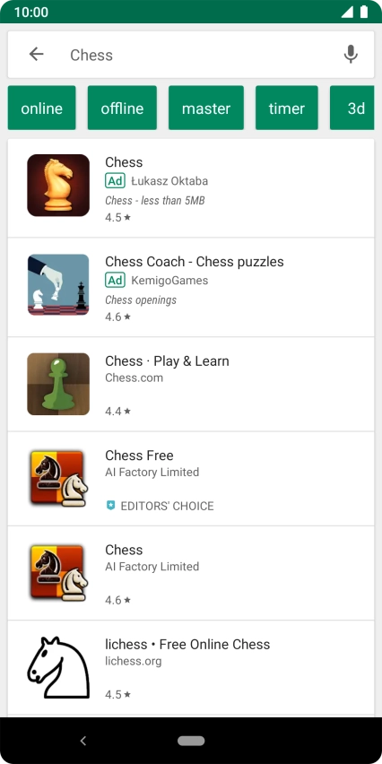 Press the required app. Press the required app.