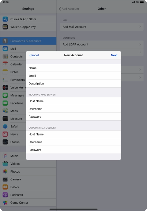 Press Password and key in the password for your email account. Press Password and key in the password for your email account.