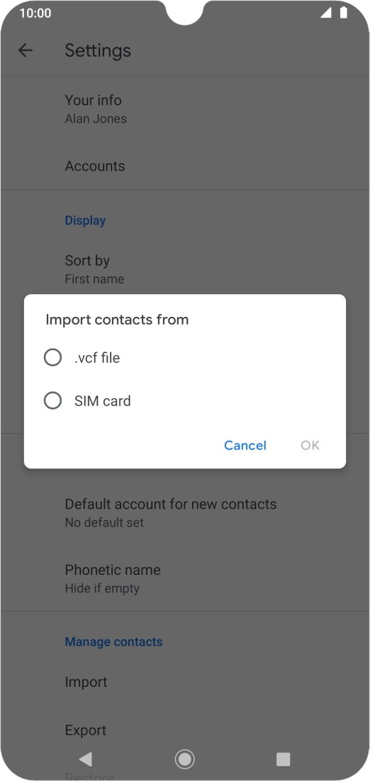 Press the name of the SIM. Press the name of the SIM.