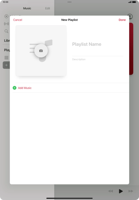 Press the text input field and key in a name for the playlist. Press the text input field and key in a name for the playlist.