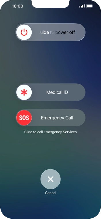 Press and drag the power off icon right. Press and drag the power off icon right.