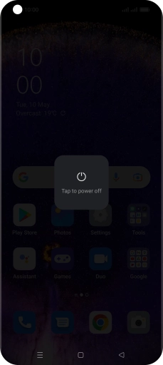 Press Tap to power off. Press Tap to power off.