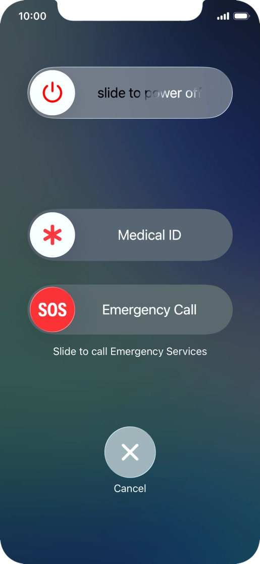 Press and drag the power off icon right. Press and drag the power off icon right.