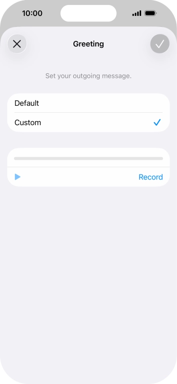 Press Record to start recording a personal greeting. Press Record to start recording a personal greeting.