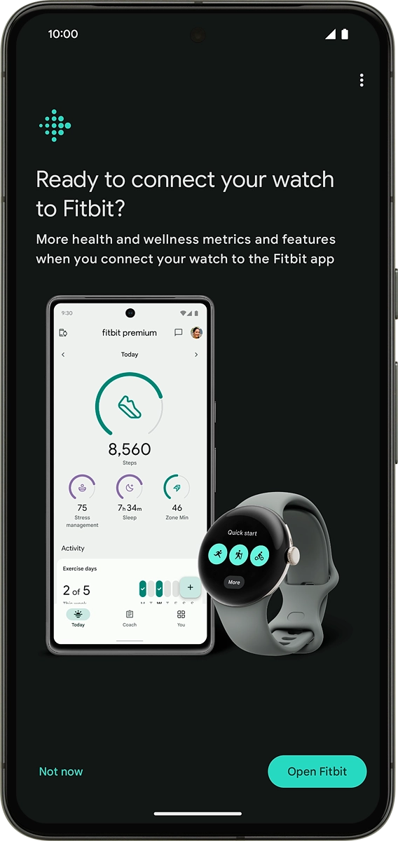 On your phone: Press Open Fitbit. On your phone: Press Open Fitbit.