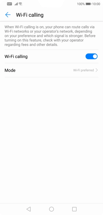 When Wi-Fi calling is active, the Wi-Fi calling icon is displayed. When Wi-Fi calling is active, the Wi-Fi calling icon is displayed.