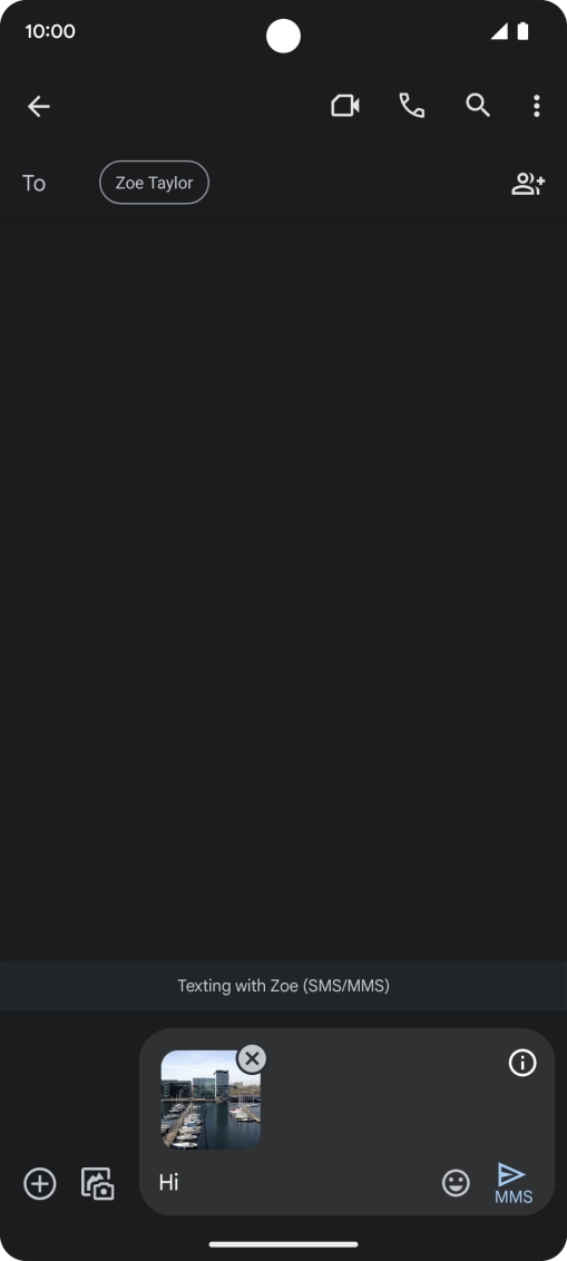 Press the send icon when you've finished your MMS. Press the send icon when you've finished your MMS.
