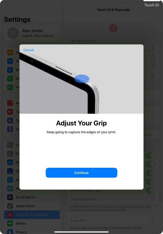 Press Continue. If you haven't previously selected a lock code, key in a code of your own choice twice. Press Continue. If you haven't previously selected a lock code, key in a code of your own choice twice.