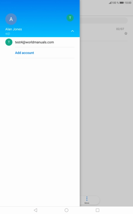 Press the required email account. Press the required email account.