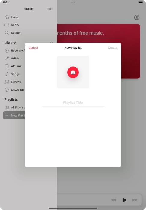 Press the text input field and key in a name for the playlist. Press the text input field and key in a name for the playlist.