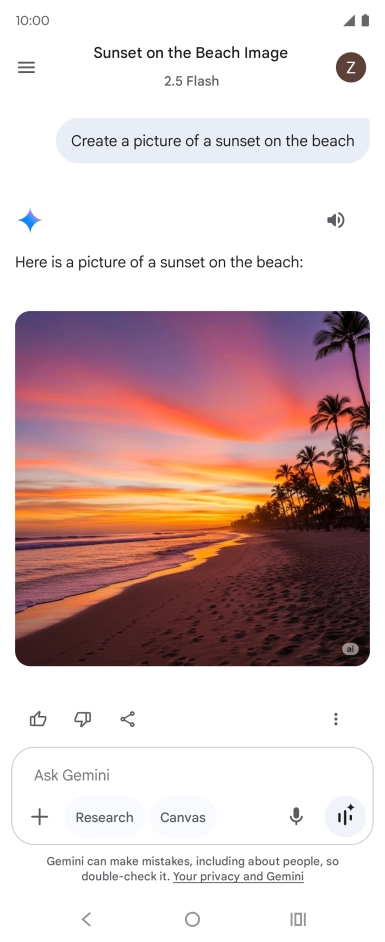 You can also ask Gemini to generate a picture based on your description. You can also ask Gemini to generate a picture based on your description.
