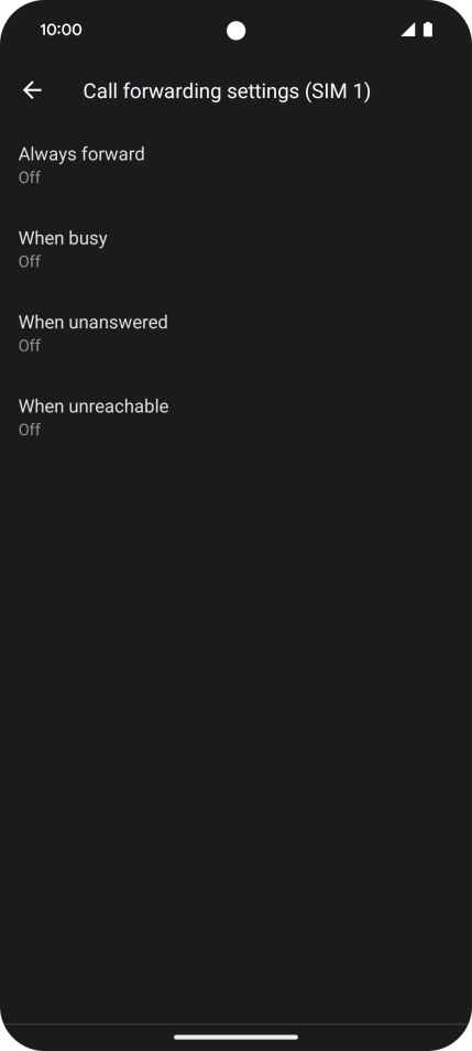 Press the required divert type. Press the required divert type.