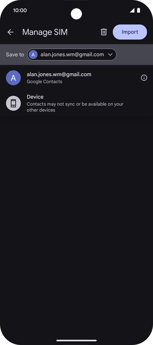 Press the required Google account. Press the required Google account.