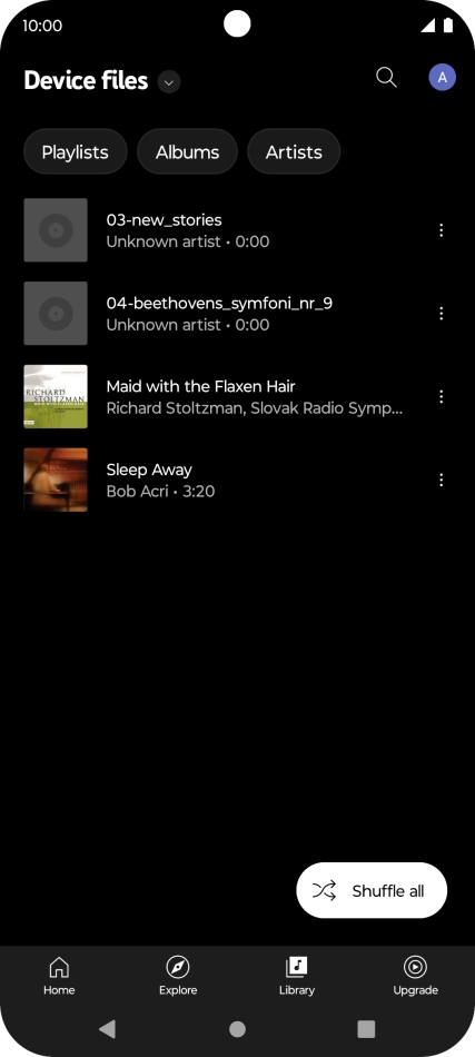 Press the required audio file. Press the required audio file.