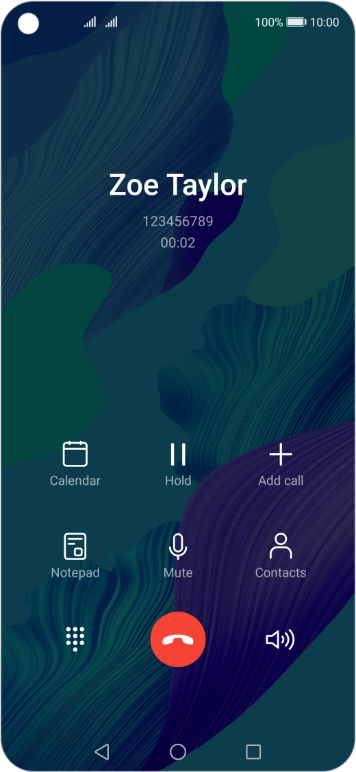 Press the end call icon. Press the end call icon.