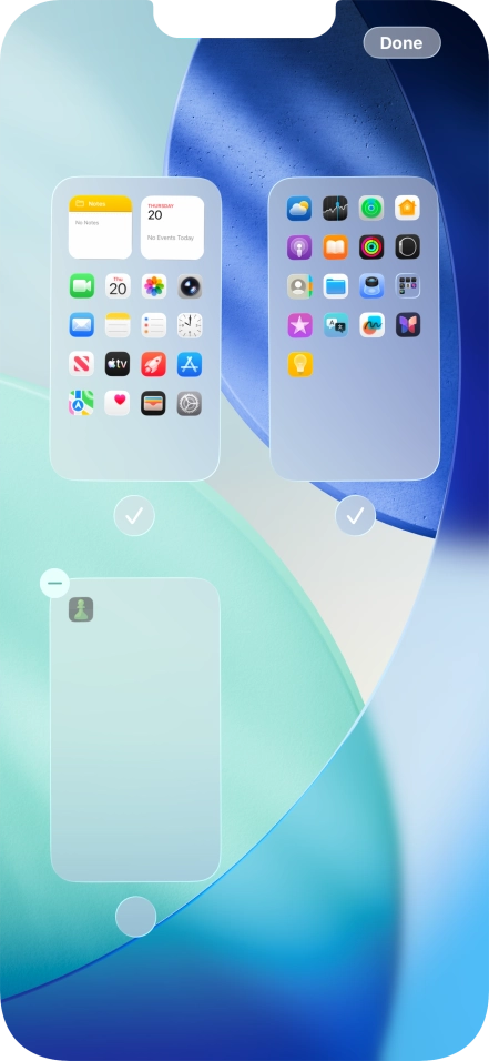 Press the delete icon next to the required home screen page. Press the delete icon next to the required home screen page.