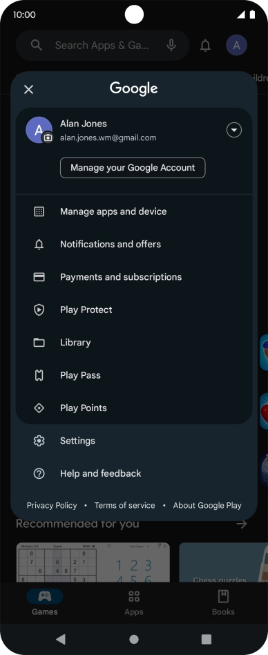 Press Manage apps and device. Press Manage apps and device.