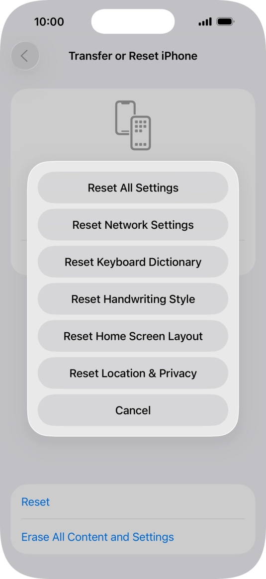 Press Reset All Settings. Press Reset All Settings.