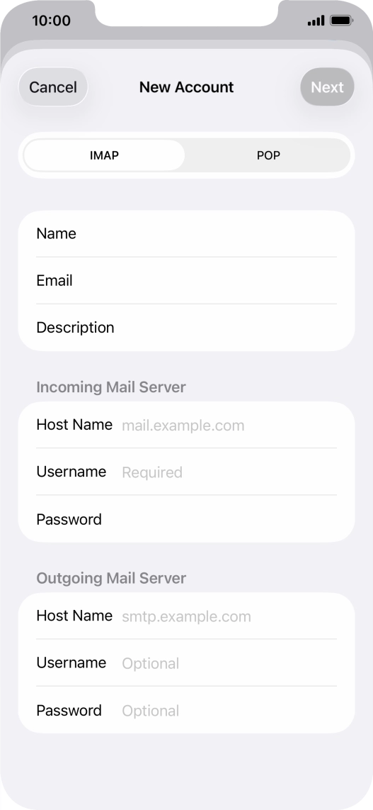 Press IMAP. Press IMAP.