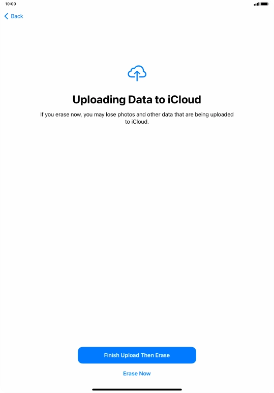 Press the required setting. Press the required setting.