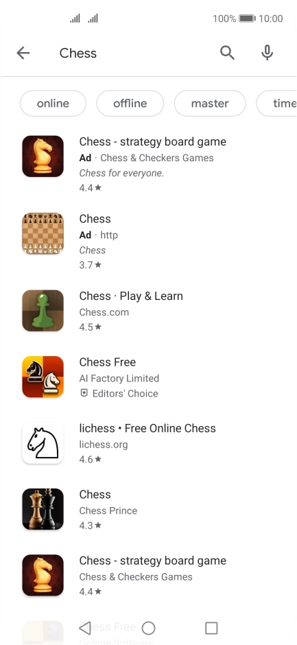 Press the required app. Press the required app.