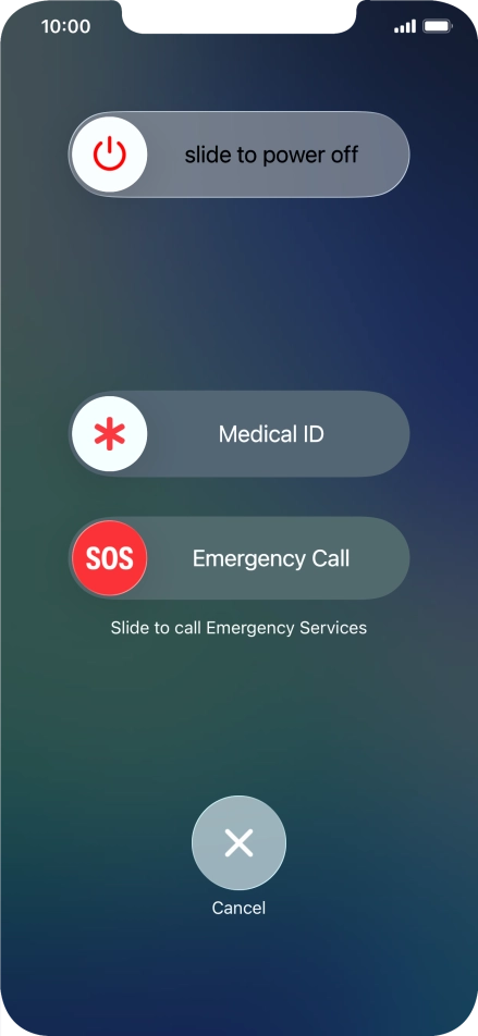 Press and drag the power off icon right. Press and drag the power off icon right.