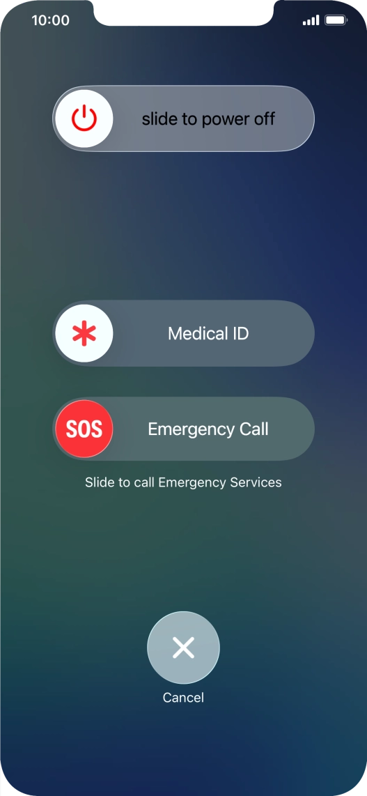 Press and drag the power off icon right. Press and drag the power off icon right.