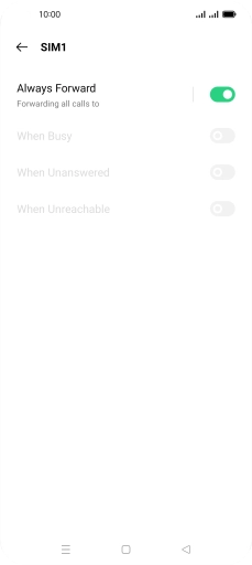 Press the indicator next to the required divert type. Press the indicator next to the required divert type.