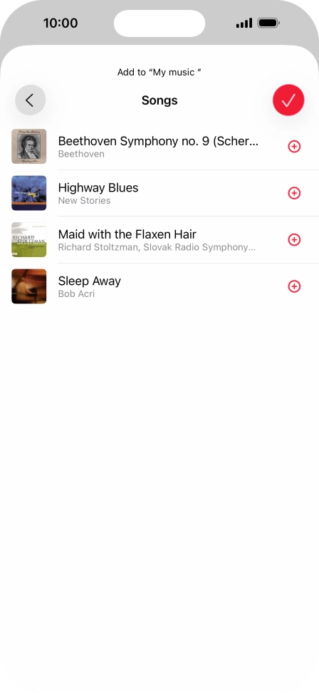 Go to the required category and press the add icon next to the required audio file. Go to the required category and press the add icon next to the required audio file.