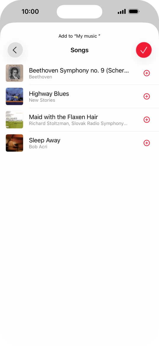 Go to the required category and press the add icon next to the required audio file. Go to the required category and press the add icon next to the required audio file.