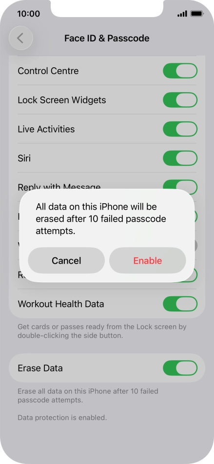 If you turn on the function, press Enable. If you turn on the function, press Enable.