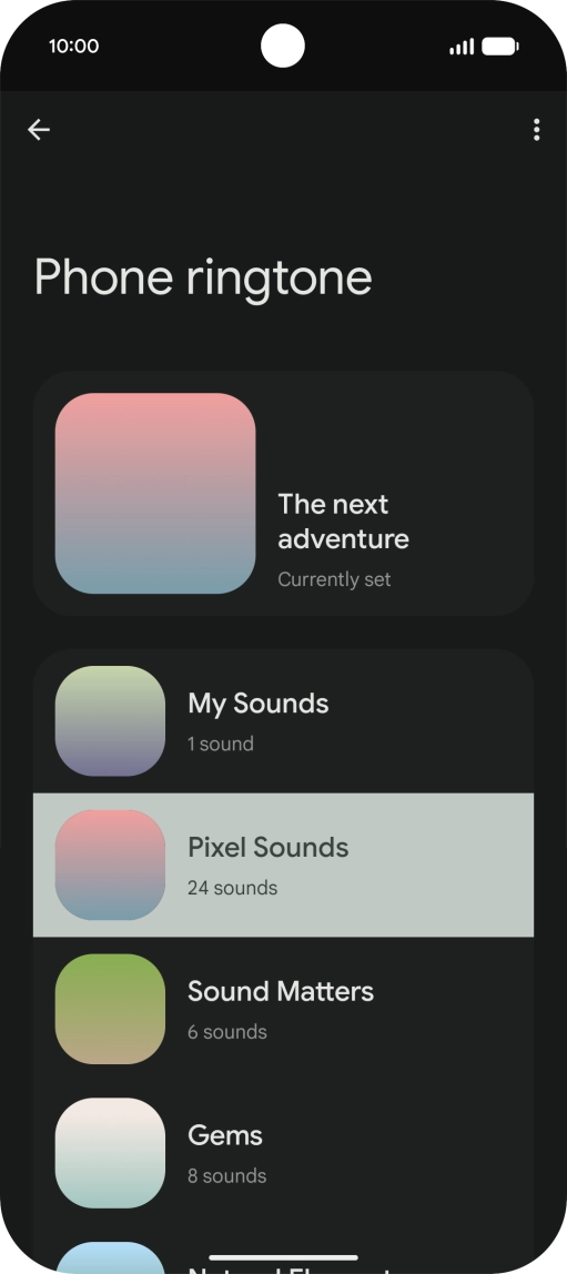 Press the required category. Press the required category.