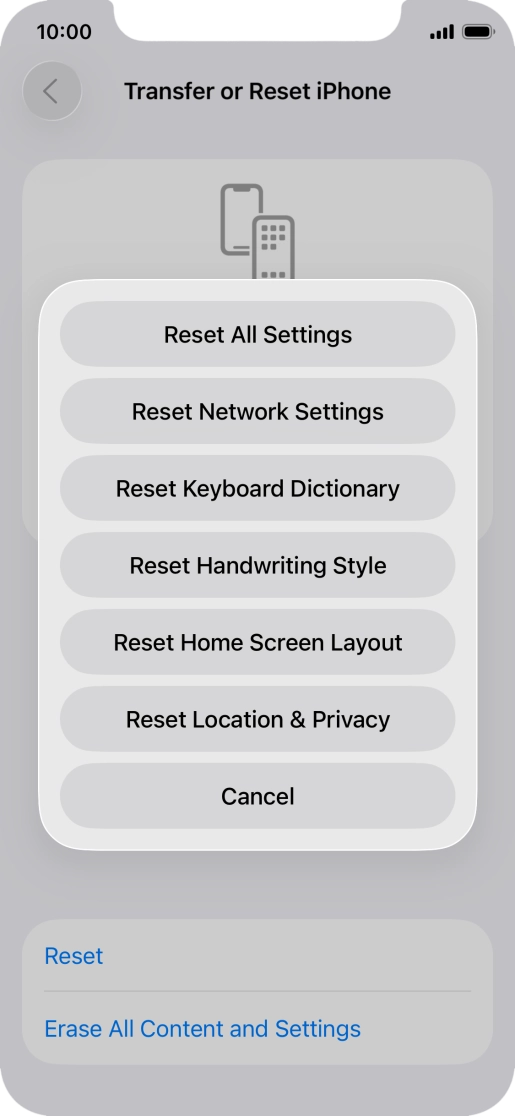 Press Reset All Settings. Press Reset All Settings.
