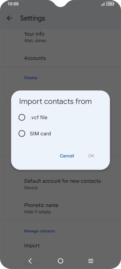 Press the name of the SIM. Press the name of the SIM.