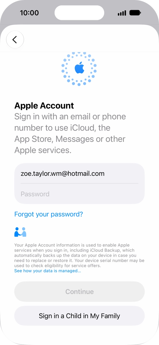 Press Password and key in the password for your Apple Account. Press Password and key in the password for your Apple Account.