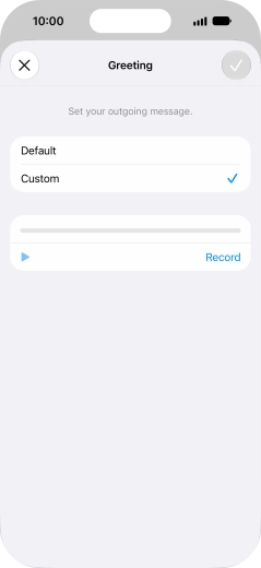 Press Record to start recording a personal greeting. Press Record to start recording a personal greeting.