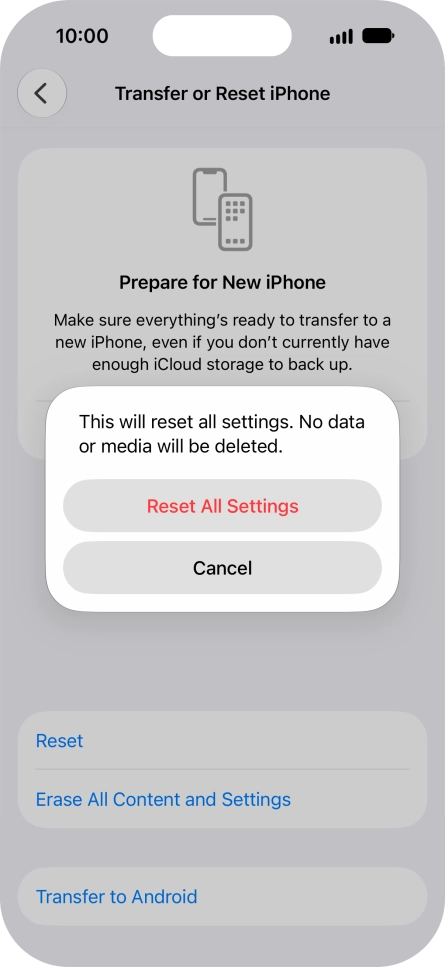 Press Reset All Settings. Press Reset All Settings.
