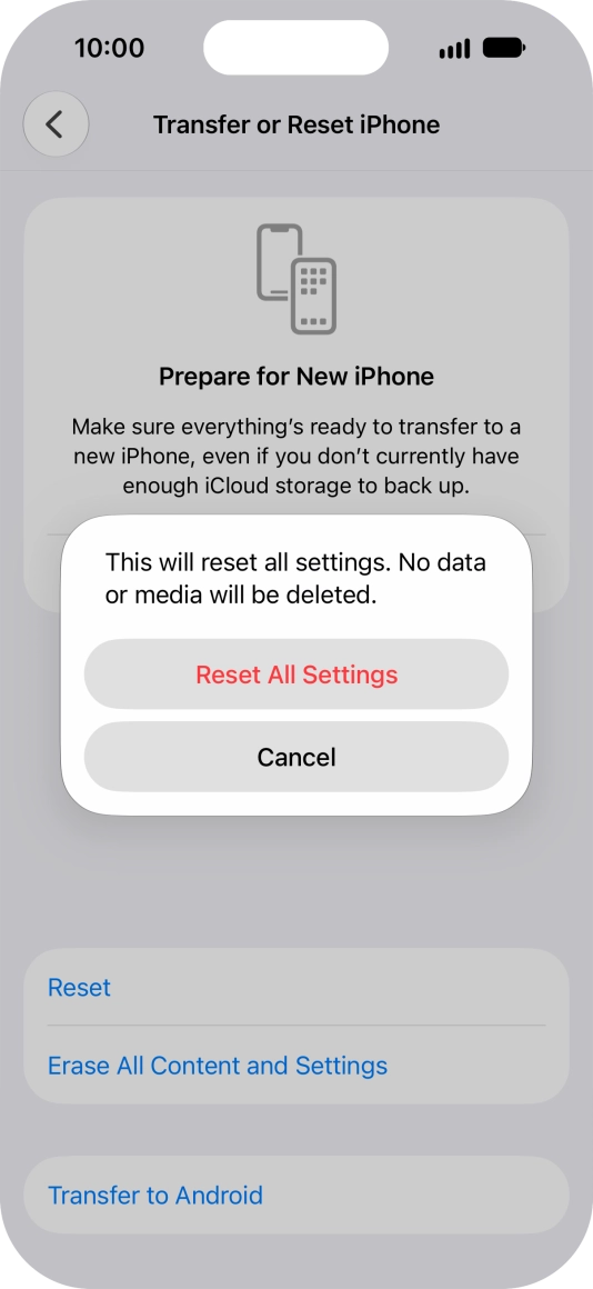 Press Reset All Settings. Press Reset All Settings.