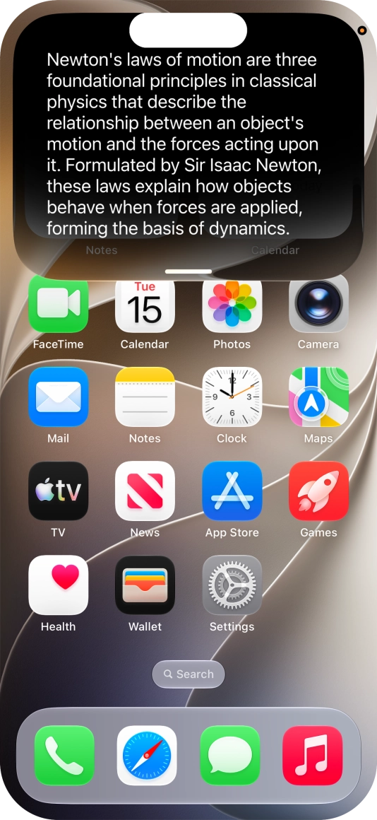Ask questions or ask Siri to find information on the internet. Ask questions or ask Siri to find information on the internet.