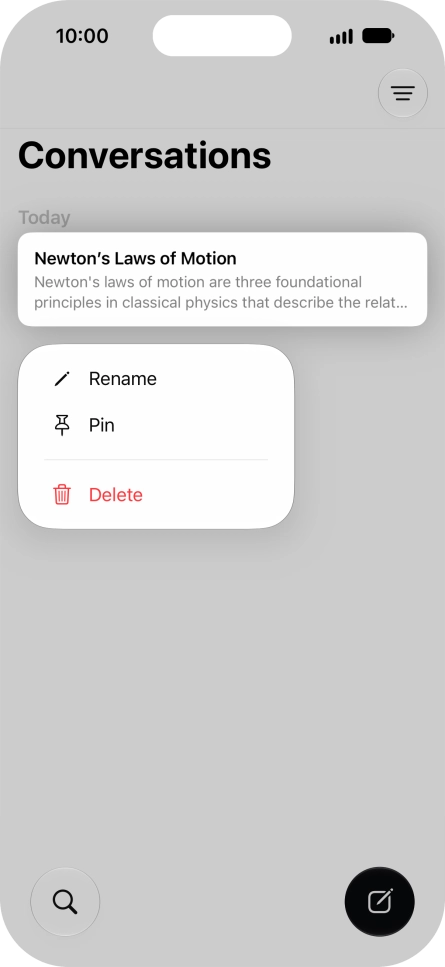 Press Rename and follow the instructions on the screen to rename the conversation. Press Rename and follow the instructions on the screen to rename the conversation.