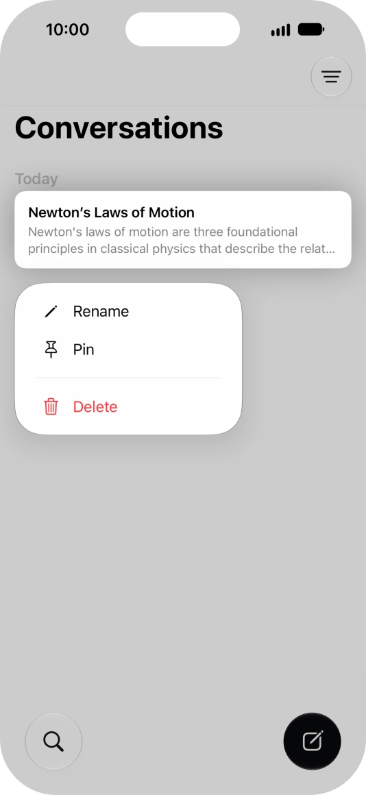 Press Rename and follow the instructions on the screen to rename the conversation. Press Rename and follow the instructions on the screen to rename the conversation.
