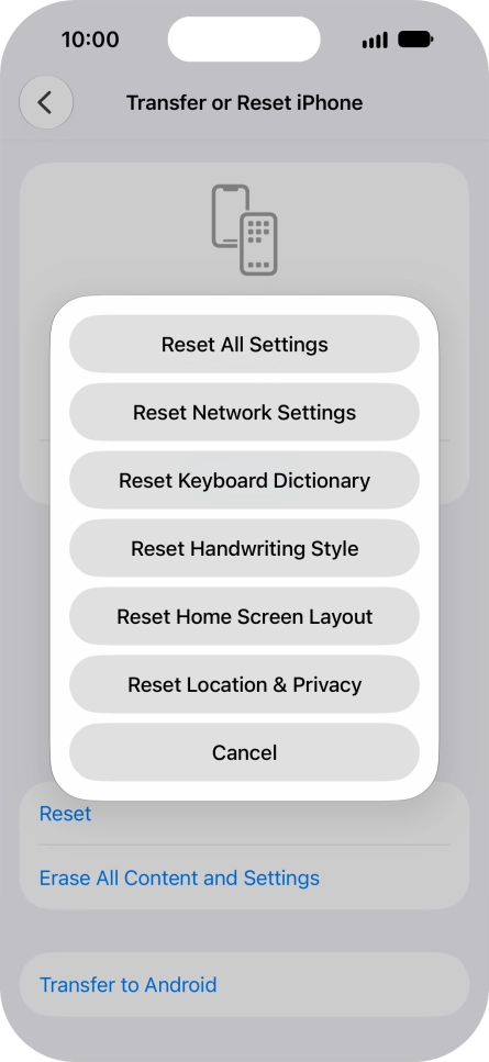 Press Reset All Settings. Press Reset All Settings.