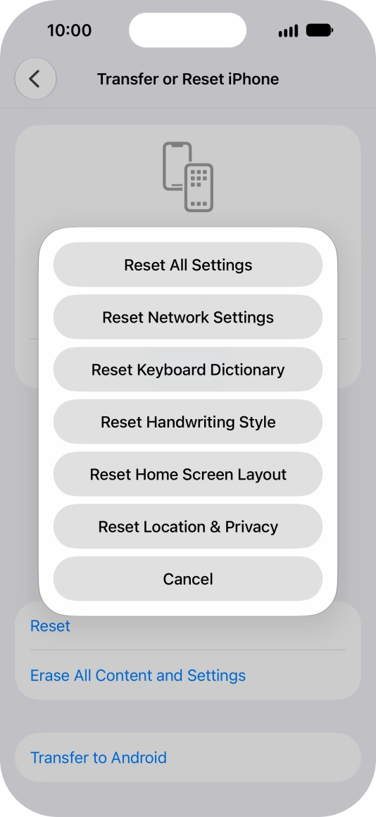 Press Reset All Settings. Press Reset All Settings.