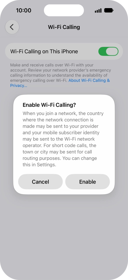 If you turn on the function, press Enable. If you turn on the function, press Enable.