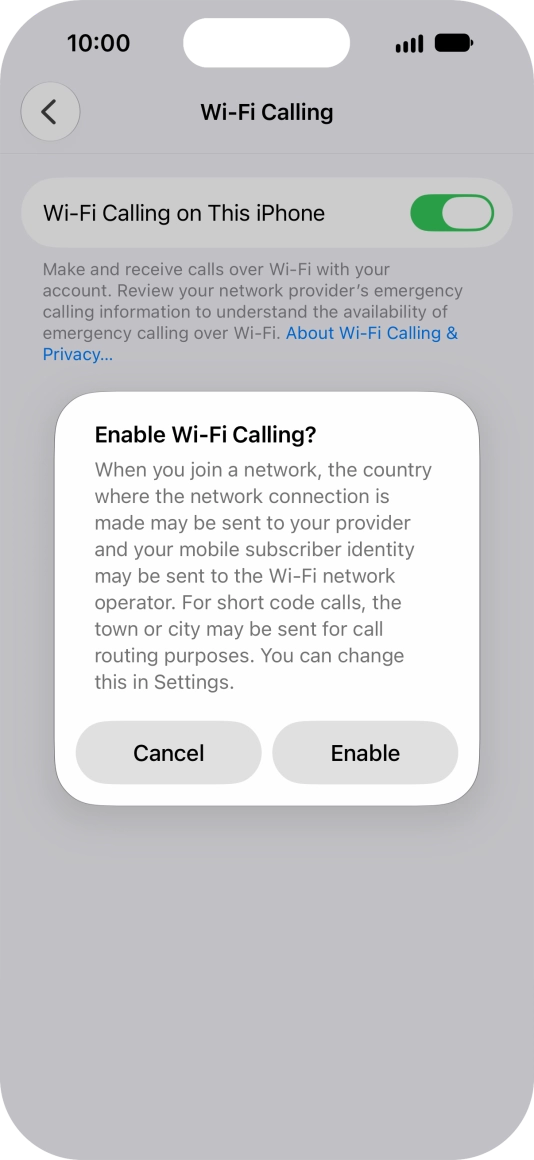 If you turn on the function, press Enable. If you turn on the function, press Enable.