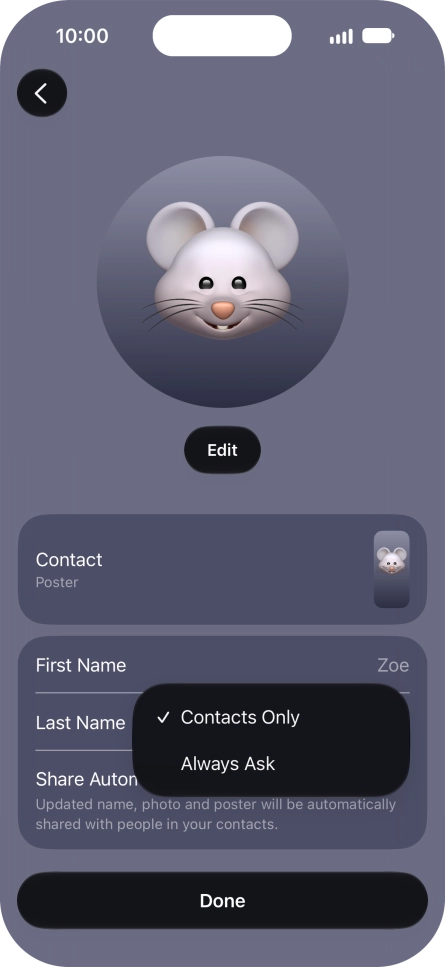 Press the required setting. Press the required setting.