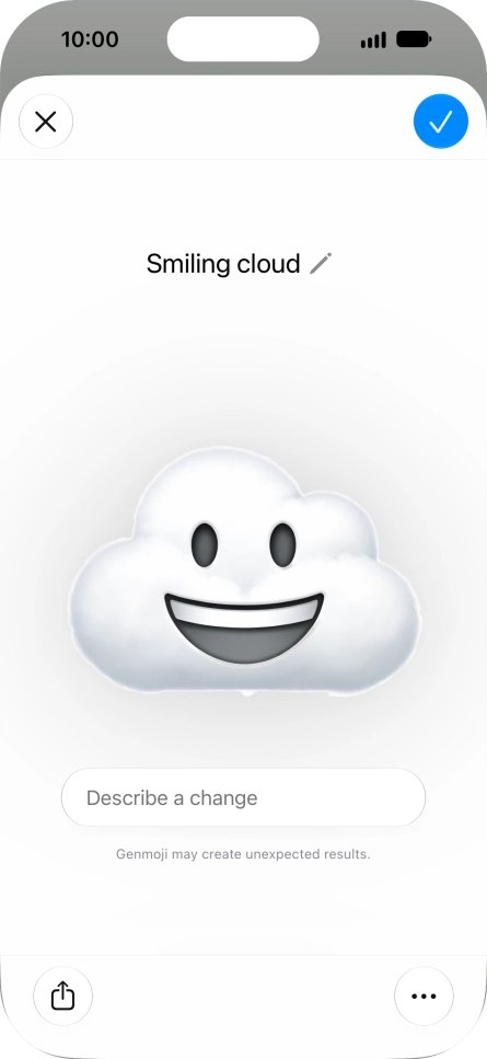 To add or change something about your Genmoji, press Describe a change and follow the instructions on the screen to describe the required changes. To add or change something about your Genmoji, press Describe a change and follow the instructions on the screen to describe the required changes.